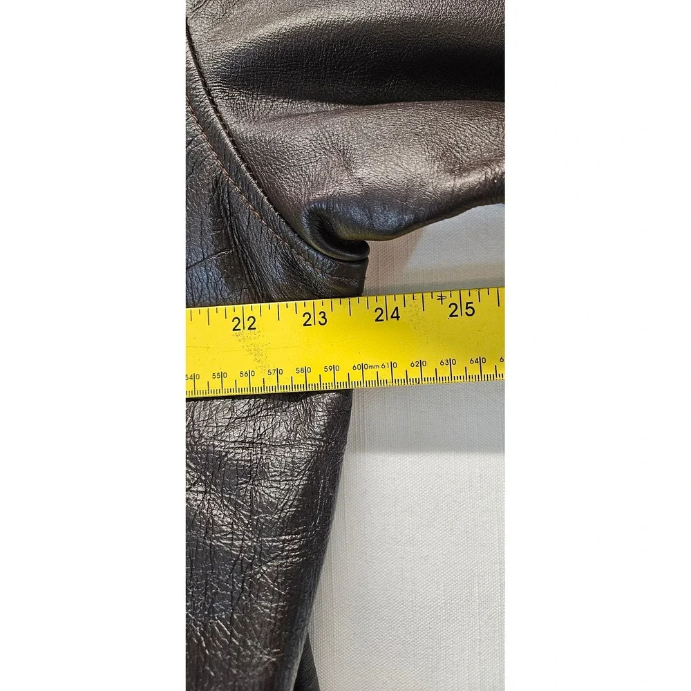 Oscar Leopold Mens Brown Leather Jacket Satin Lined Full Zip Bomber Coat Large